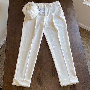 NWT Zara Ivory high Waisted cuffed Dress Pants Sz. 29W